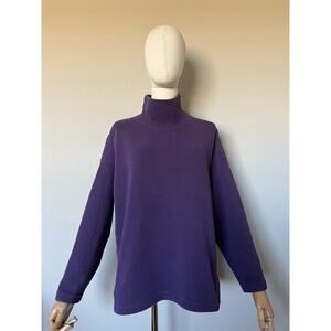 Vtg F H Clothing Co. VT Womens Size 2 Large Cotton Purple Mock Neck Sweater